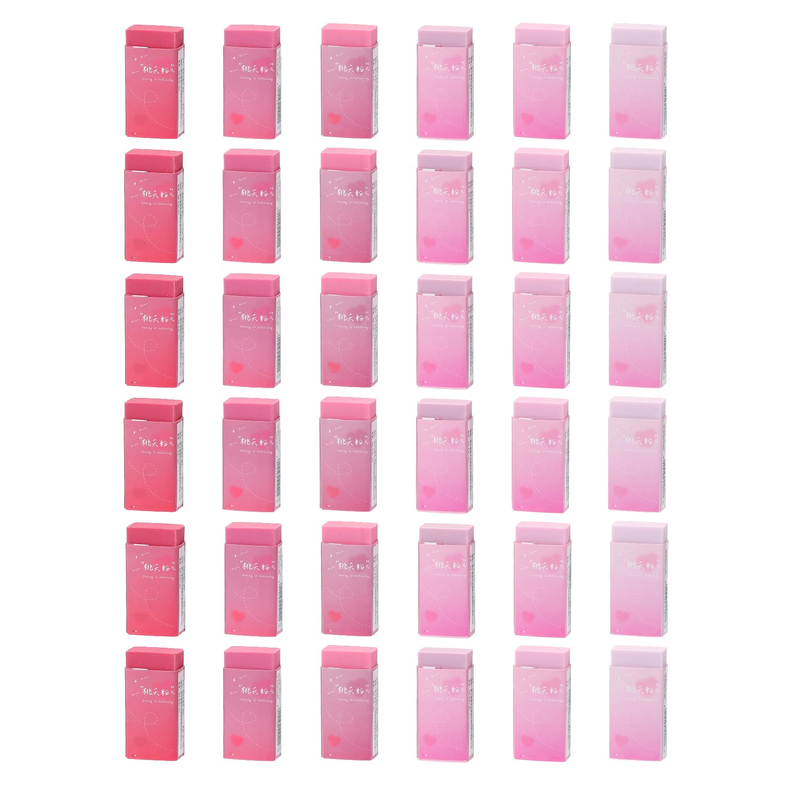 PATIKIL Pencil Erasers, 36 Pcs Rubber Colorful Gradient Art Eraser Cute Erasers Rectangular Eraser for Office Use Drawing Study Supplies Art, Pink