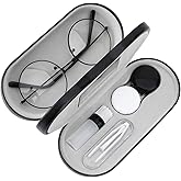 MoKo Double Eyeglass Case, 2 in 1 Double Sided Portable Glasses Case with Mirror Eye Glasses Carrying Bag