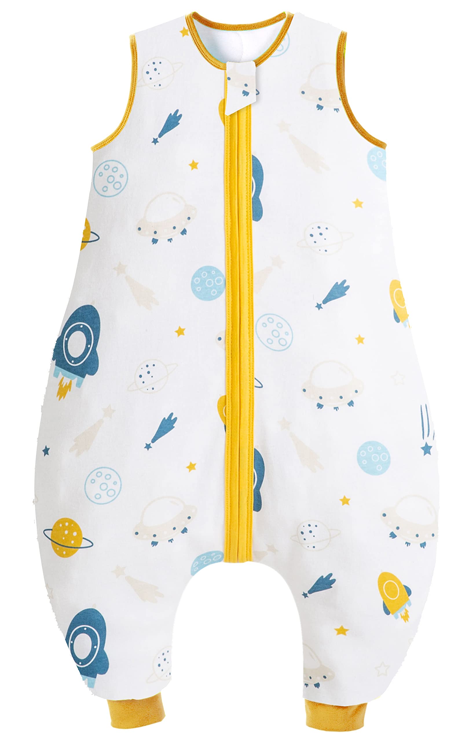 Chilsuessy Baby Sleeping Bag with Feet Summer Kid Sleeping Bag 100% Cotton 0.5 Tog for Infant Toddler sleeveless, Spaceship, 80cm/2-3 Years