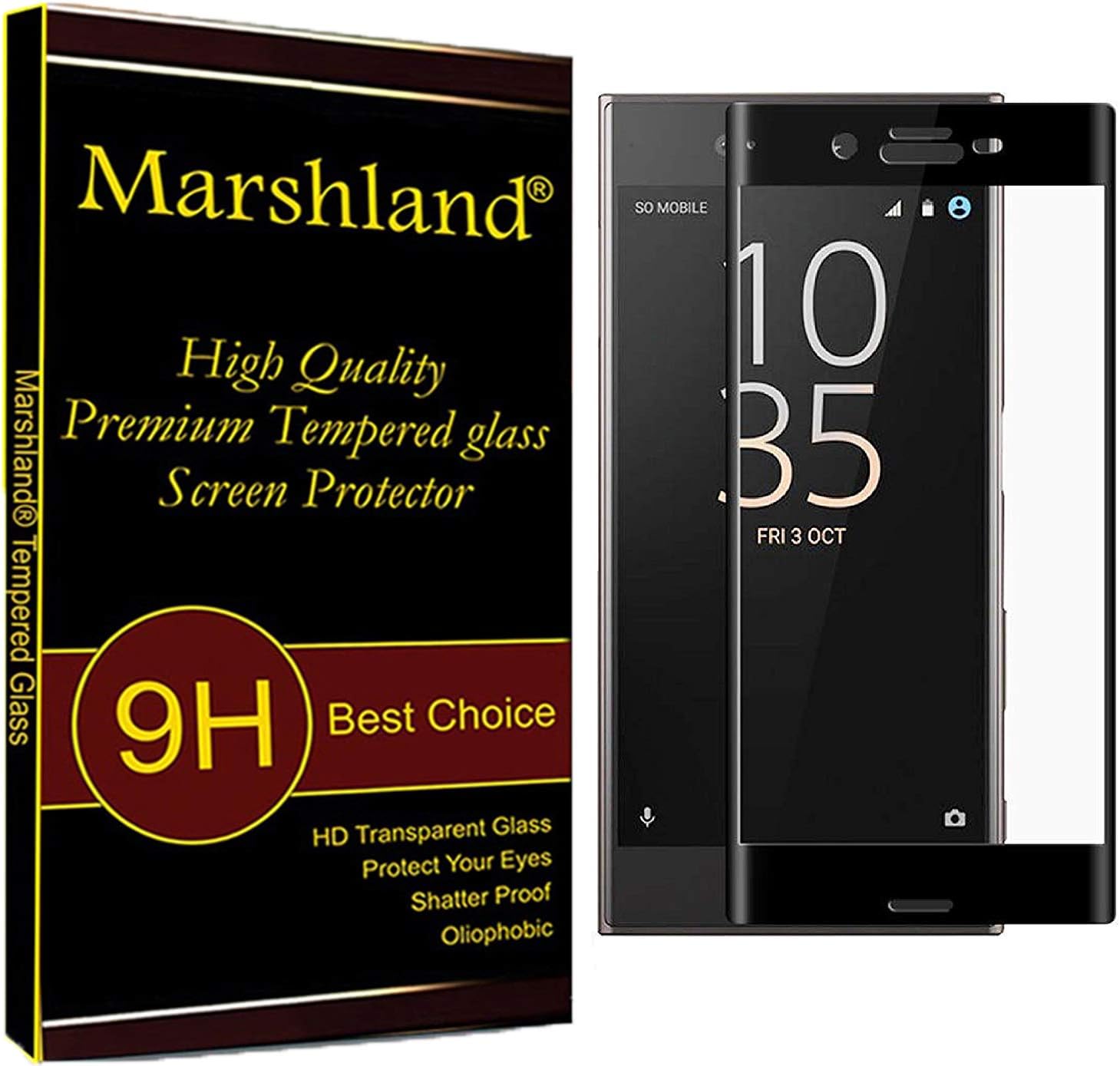 MARSHLAND 3D Screen Protector Bubble Free Anti Scratch Edge to Edge Tempered Glass Compatible for Sony Xperia XZ (Black)