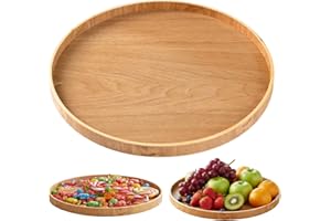 Round Wooden Tray 12 Inch Smooth Natural Wood Round Tray Multipurpose Serving Platter Charcuterie Board for Food Coffee Tea W