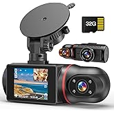 Dash Cam Front and Inside Camera, 1080P Dashcams for Cars with 32GB Card, Rotatable Dashcam Super Night Vision, Car Dash Came