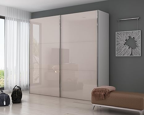 Deline Star Sliding Wardrobe Polar White And Sand Lacquer