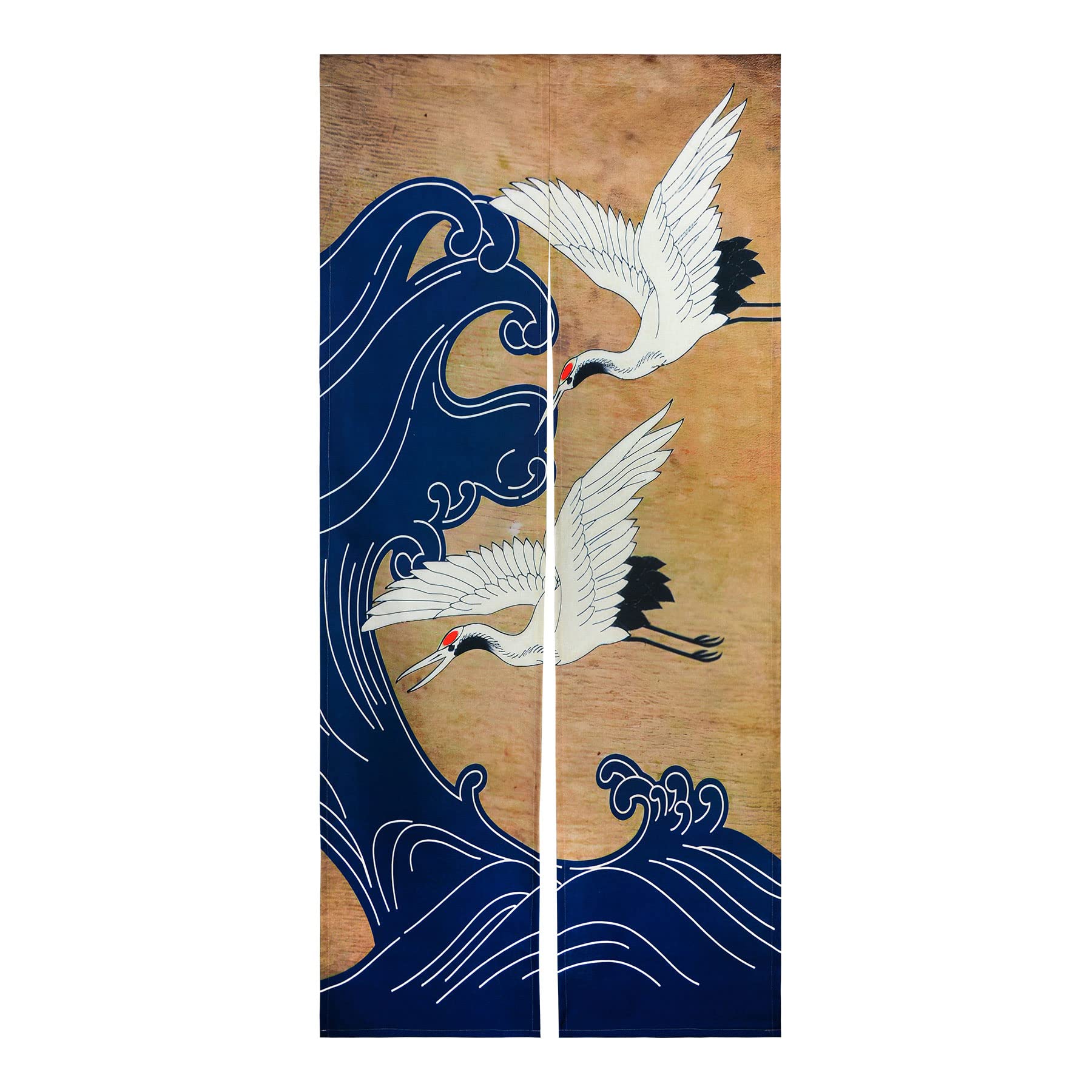 LIGICKY Noren Japanese Style Doorway Curtain Crane Printed Cotton Linen Window Treatment Door Tapestry for Home Decoration 85 x 180 cm