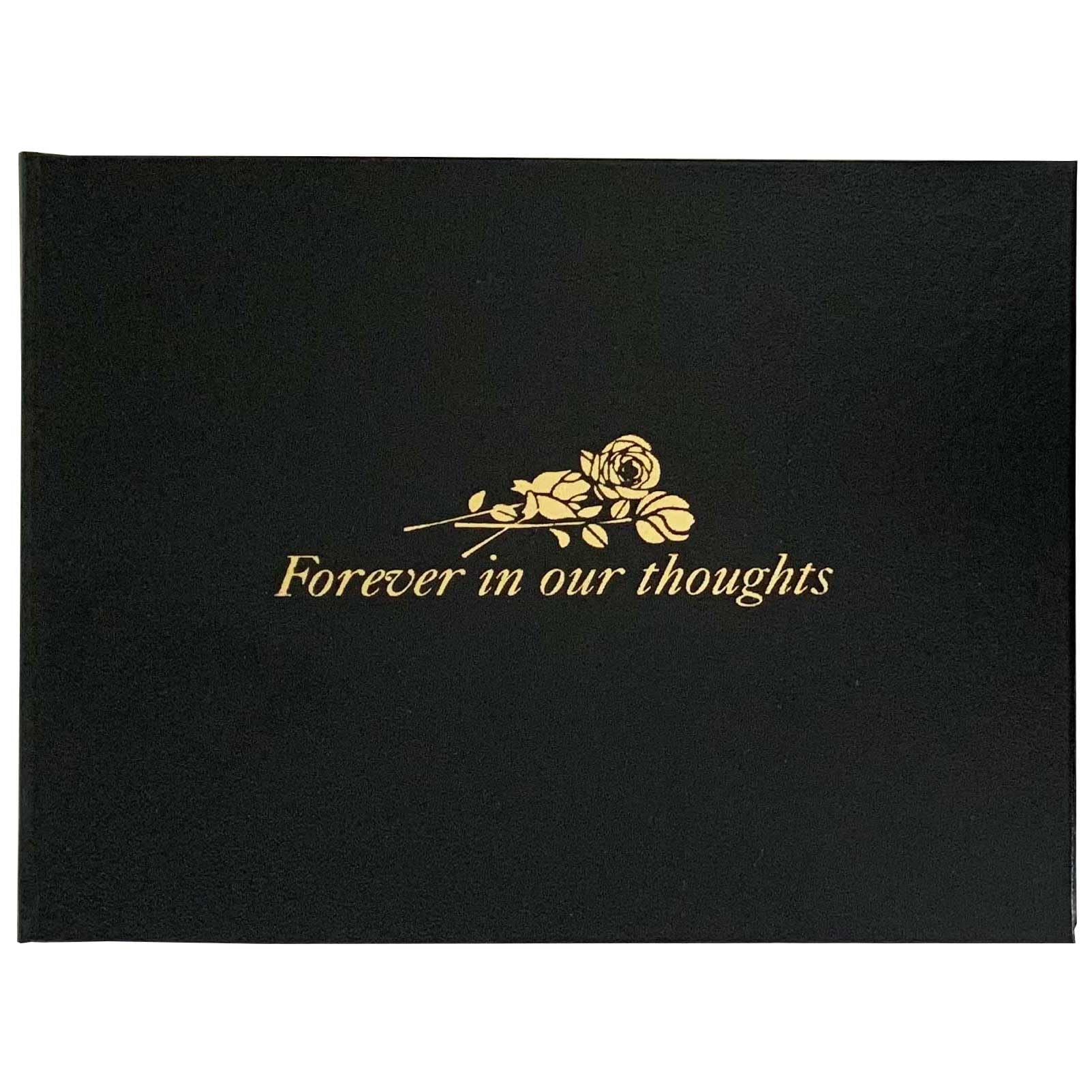 Forever In Our Thoughts Condolence Book - 96 Pages with Gold Gilt Edges & Storage Box - Hardcover Memorial Guest Book with 1152 Message Lines & Keepsake Pocket for Funeral Services (White, 218x160mm)