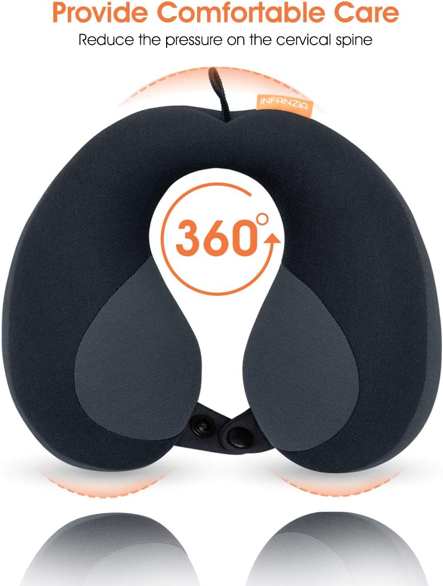 INFANZIA Kids Travel Neck Pillow, Head Neck and Chin Support, Child Size, Gray: Home & Kitchen