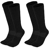Magifuls Merino Wool Toe Socks For Men And Women Hiking Crew Socks Moisture Wicking Five Toe Design,2 Pairs