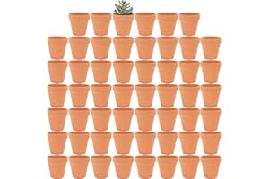 Yishang 2 inch Small Terracotta Pots with Drainage Holes,Mini Clay Ceramic Pottery Planter,Cactus Flower Nursery Terra Cotta Pots,for Indoor/Outdoor Succulent Plants,Crafts,Wedding Favor-54 Pack