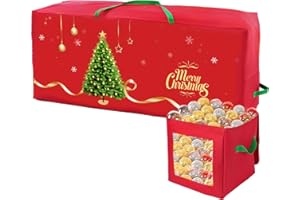 Yichuke Christmas Tree Storage Bag, 7.5Ft Christmas Tree Bag 2 Piece Set Includes a Storage Bags for Xmas Decorations, Reinforced Handles & Sleek Dual Zipper Waterproof Xmas Tree Bag