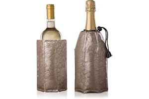 Vacu Vin Active Champagne Cooler Set - Reusable, Flexible Wine Bottle Cooler - Platinum - Champagne Cooler Sleeve For Standard Size Bottles - Insulated Champagne Bottle Chiller to Keep Cold