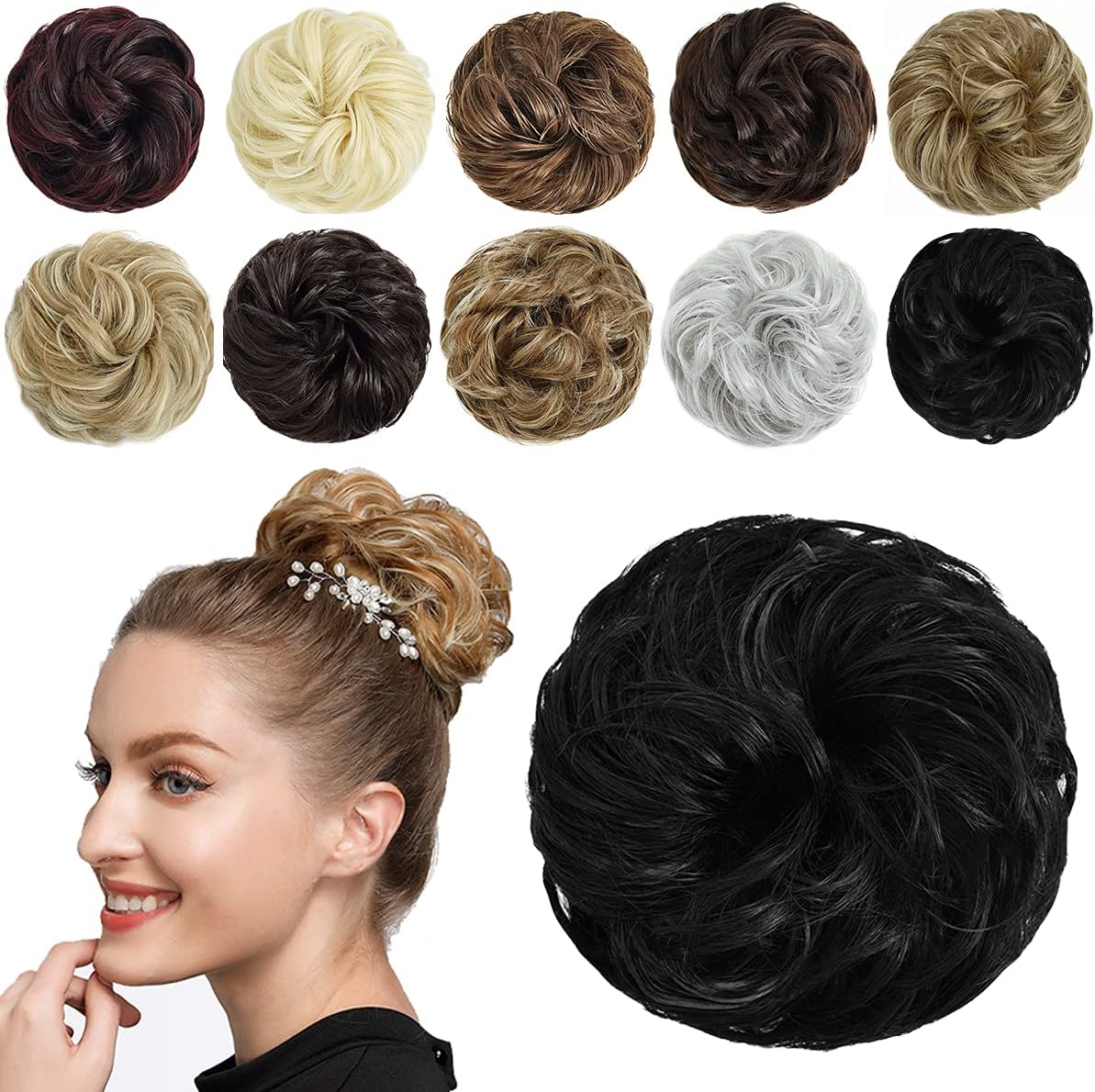 SHEDOWIG Messy Bun Hair Piece Scrunchies Hair Bun Extensions for Women Synthetic Updo Chignon Hairpiece