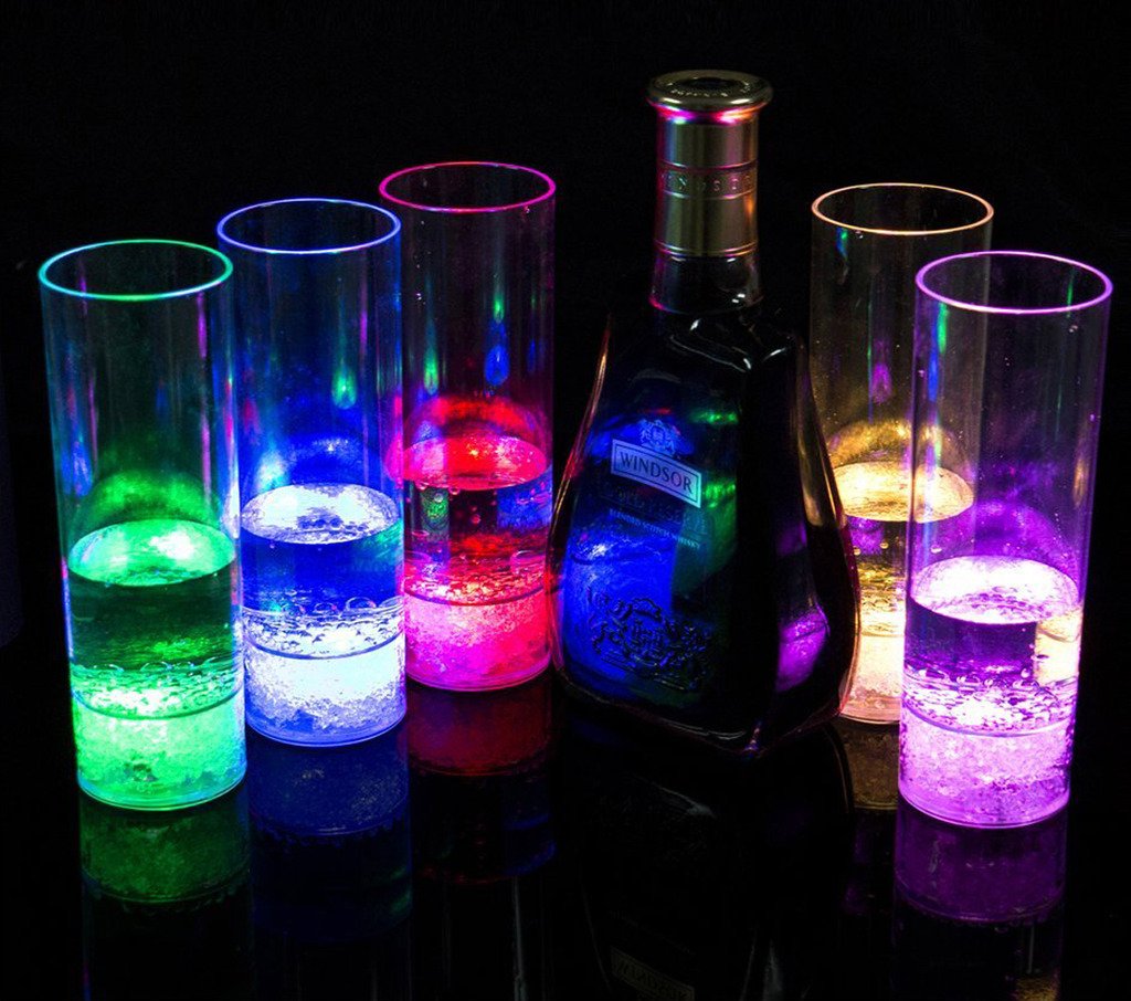 DPWELL Display Promotion LED Colors Light UP Wine Tumblers Glasses (Pack of 3)