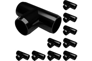 FORMUFIT 1/2" Tee Furniture Grade PVC Fitting in Black, Made in USA, UV-Resistant, Impact-Proof, 0.840” Actual Socket Diameter (Pack of 10) - F012TEE-BK-10