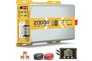 XWJNE 2000W Pure Sine Wave Power Inverter 24V DC to 120V GFCI AC Converter with LCD Display and Remote for Home, RV, Truck, Off-Grid Solar Power