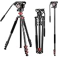 NEEWER 72" Fluid Head Video Tripod Monopod, Aluminum Alloy QR Plate Compatible with DJI RS Gimbal, 360° Pan & +90°/-70° Tilt for DSLR Camera Camcorder, Max Load 13.2lb/6kg, TP72A