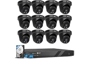 FORCOVR 4COVR 16 Channel Security Camera System, AI Human/Vehicle Detection, 16CH 8MP NVR 4TB HDD, 12Pcs 5MP Wired Commercial Dome PoE IP Camera IP67, Night Vision, Business Surveillance Outdoor, LY97AB5M1612