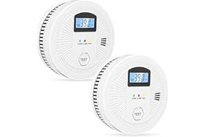 ELECOIN 2 Pack 2 in 1 Carbon Monoxide Smoke Detector, Battery Operated (Include) Fire CO Alarm with Test Button Home Smoke Alarm