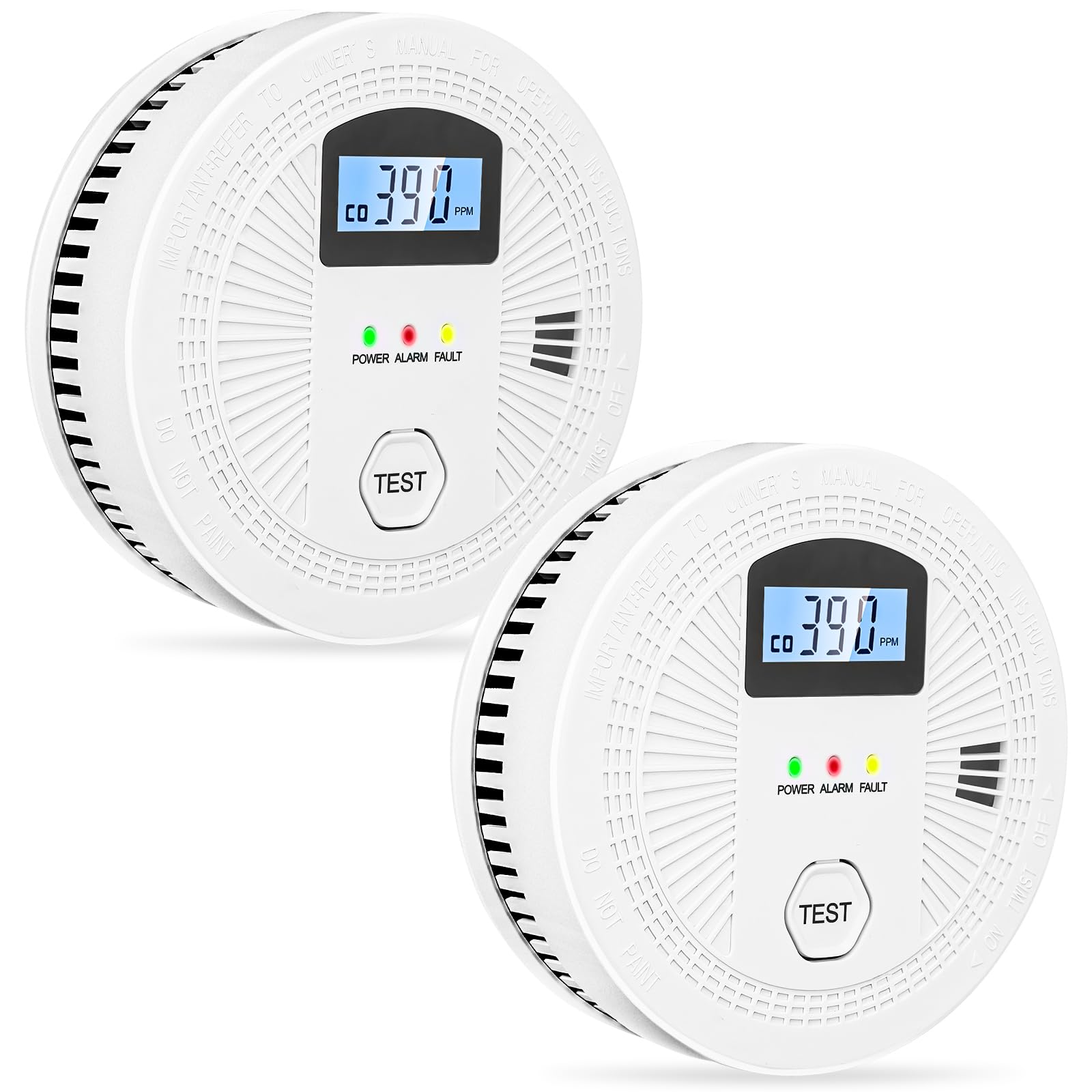 Photo 1 of 2 Pack 2 in 1 Carbon Monoxide Smoke Detector, Battery Operated (Include) Fire CO Alarm with Test Button Home Smoke Alarm