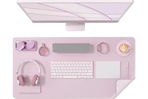 Crenovo Non Slip Suede Desk Pad, Mouse Pad, Desk Mat, PU Leather Desk Pad Desk Protector Desk Mat On Top of Desk Writing Mat for Office and Home (Dusty Pink, 31.5" x 15.7")