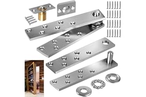 SUEMISI Door Pivot Hinges Heavy Duty Hinges 2PCS for Max 200 Lb Wood Doors, Hidden Door Hinge and Pivot Hinges for Hidden Door Bookcase, Secret Door (Heavy Duty 2PCS)