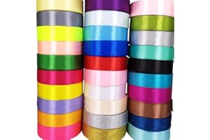 Chenkou Craft Solid Satin Ribbon Ribbons 1 Inch (25MM) Assorted 40 Yards Craft Bow Party Decoration Packing Ribbons (1"(25mm), Mix)