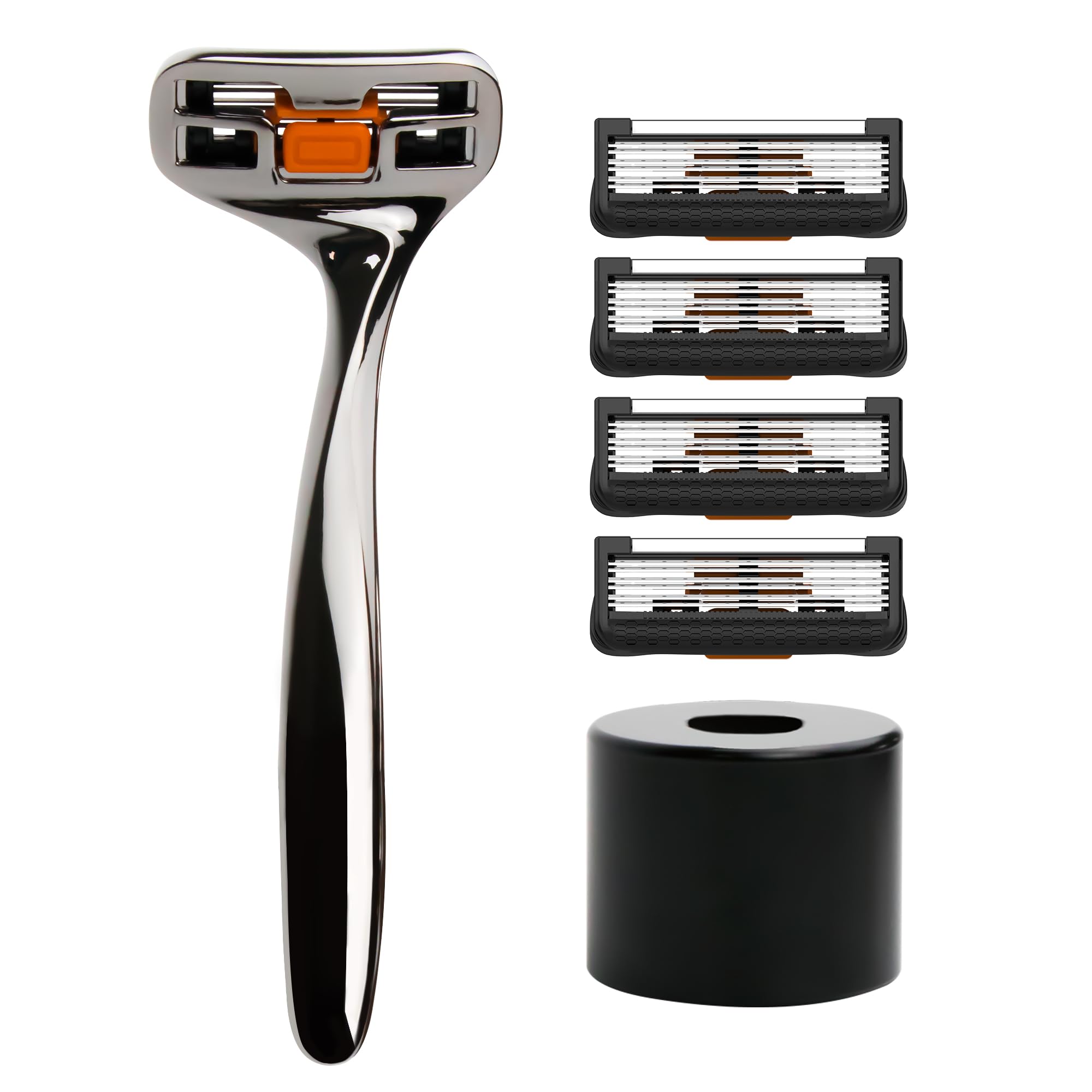 Photo 1 of LILAC Men's Premium Shaving Kit – 6-Blade All-Metal Razor with 38.5° Curved Handle | Heavy-Duty Safety Razor Set, 4 Cartridge Refills + Stand | Barber-Grade Grooming Essentials