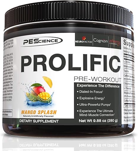 Amazon Com Pescience Prolific Pre Workout Powder Mango Splash 40 Scoops Energy Supplement With Nitric Oxide Health Personal Care