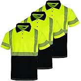 VENDACE 3 Pcs Hi Vis Safety Reflective Polo Shirts for Men ANSI Class 3 High Visibility Construction Work T Shirts
