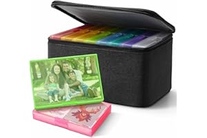 DEPAD 4 x 6 Photo Storage Box Extra Large Capacity, 8 Inner Photo Box Hold 800 Pictures with Lightproof Zipper Bag, Seed Storage Organizer for Scrapbooking with Handle (Rainbow)