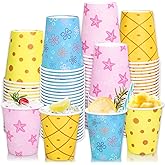 Whaline 100Pcs Cartoon Sponge Birthday Party Favor Cups 9Oz Under The Sea Flower Bubble Starfish Paper Drinking Cup for Ocean Baby Shower Party Supplies