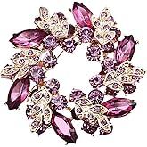 Sparkling Rhinestone Flower Brooch for Women Crystal Wreath Brooch Pin Large Flower Brooches Crystal Bauhinia Floral Wreath Brooches Clothing Christmas Wedding Birthday Jewelry
