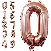40 Inch Rose Gold Jumbo 0 Number Balloons Huge Giant Balloons Foil Mylar Number Balloons for Birthday Party,Wedding, Bridal Shower Engagement Photo Shoot, Anniversary (Rose Gold,Number 0)