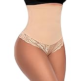 Werena Tummy Control Thong Shapewear for Women High Waisted Body Shaper Panties Lace Shaping Thong Girdle