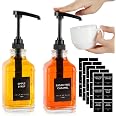 BIGIVACA 16 Oz Glass Syrup Dispenser 2 Pack - With 1/4oz Pump For Coffee Bar, Kitchen, Cocktails