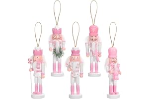 IMIKEYA Christmas Nutcracker Figure: 5PCS Pink Wooden Nutcracker Hanging Christmas Nutcracker Ornament Nutcracker Christmas Decoration Nutcracker Ornament Christmas Decor