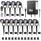 SUNVIE RGBW Landscape Lighting Kit with 300W Transformer, Waterproof, 12PCS | 12-24V LED Low Voltage Landscape Lights, Aluminum Landscape Spotlights Color Changing for Christmas House Yard Tree Garden