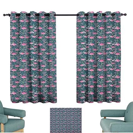 Amazon Com Flamingos Grommet Window Curtains Exotic Bird Pattern