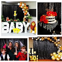 Poise3EHome Black Sequin Backdrop Curtains, 4
