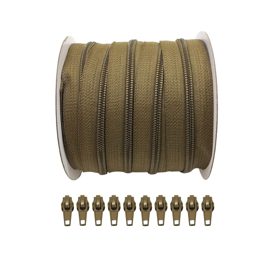 JYC CREATIVE 25 Meters Roll of Continuous Nylon Zipper + 10 Automatic Metal Slider Sliders 5#, Zipper for Sewing Clothing, Zippers, Zipper by Meter,