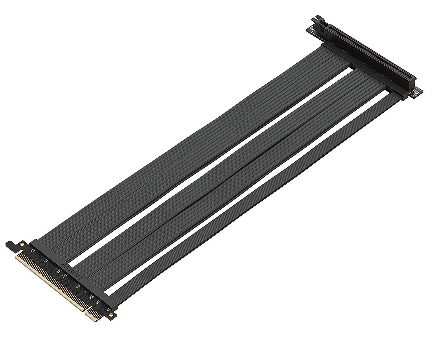LINKUP{40cm) PCIE 3.0 16x Shielded Extreme High-Speed Riser Port Extension Cable | Black | Right Angle | 3.0 Gen3 Compatible