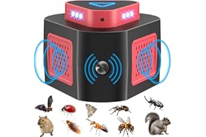 3T6B Rodent Deterrent, Mouse Deterrent Device, Rats Repeller Indoor with 4 Modes, Bat Removal with LED Strobe Light for House