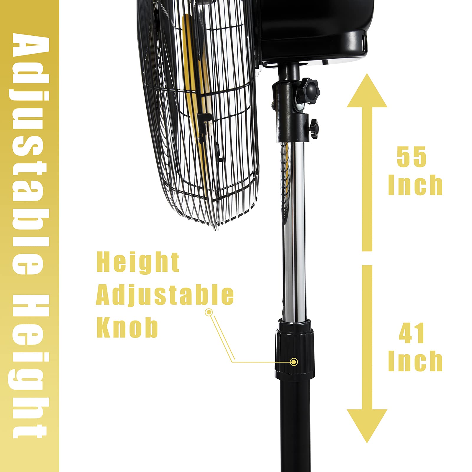 HiCFM 5000 CFM 20 inch High Velocity Pedestal Oscillating Fan with Powerful 1/5 Motor, 9ft Power Cord, Oscillation, Metal Body with Wheels for Garage, Commercial, Industrial - UL Safety Listed