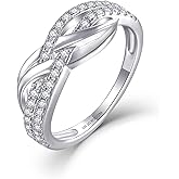 JO WISDOM Women Celtic Knot Rings,Criss-Cross X Shape Promise Rings for Women with Cubic Zirconia,925 Sterling Silver Rings