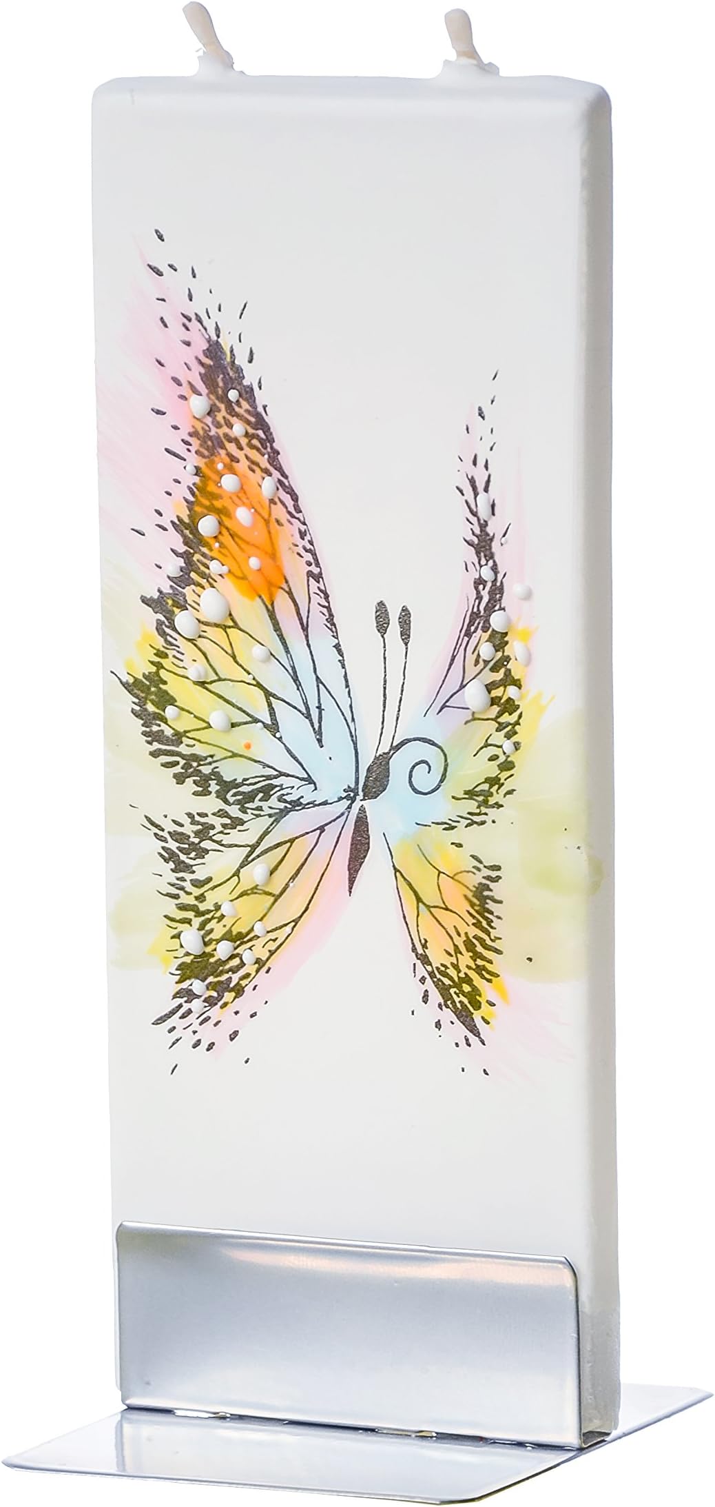 Flatyz Handmade Twin Wick Unscented Thin Flat Candle - Pastel Butterfly