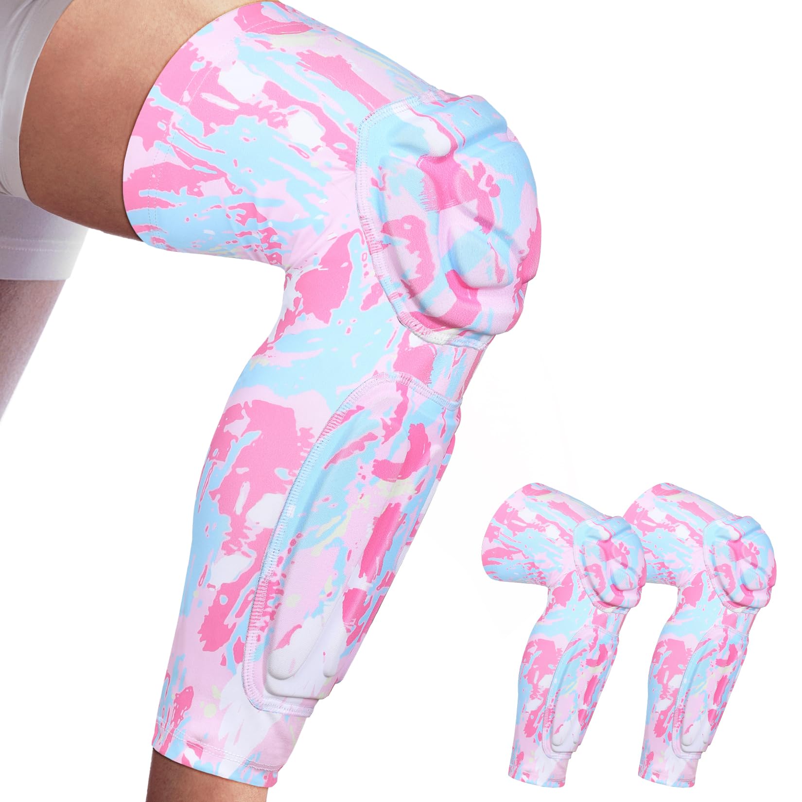 DGYAO Knee Calf Guard Support Pads Protector Padded Compression Sports Protective Safe Guard Gear Extreme Exercise for Rugby Football Shin Guards 1 Pair XXL (Pink)