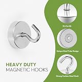 Neosmuk Magnetic Hooks, 50+LBS Large Opening, Pack of 6, Silvery White view 5