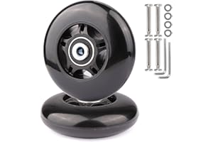 GLADEER Gladder Luggage Suitcase Replacement Wheels Silent PU Caster Inline Wheels w/ABEC7 608-2RS Bearings 6mm Axles Washer Universal Repair Kit (76x24mm)