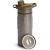 GRAYL GeoPress Titanium 24 oz Water Purifier Bottle with Cooking Lid - Filter for Hiking, Camping, Survival, Travel (Coyote B