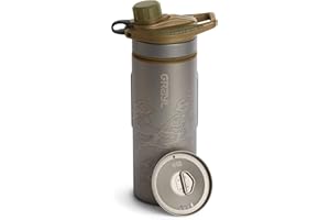 GRAYL GeoPress Titanium 24 oz Water Purifier Bottle with Cooking Lid - Filter for Hiking, Camping, Survival, Travel (Coyote Brown)