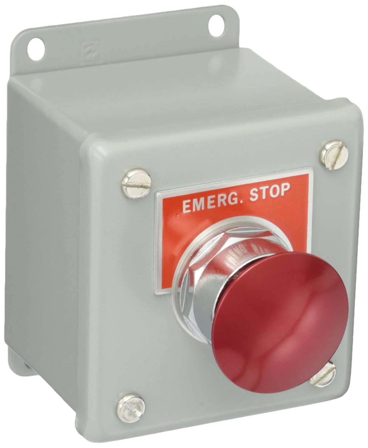 Industrial & Scientific EMERGENCY STOP Labeled Red Metal Maintained